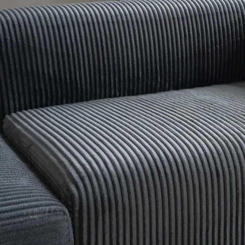 Vista 9 de Acanva - Sofá seccional modular convertible en forma de L de corduroy, sofá de esquina de 4 plazas con combinación libre, convertible a cama diurna