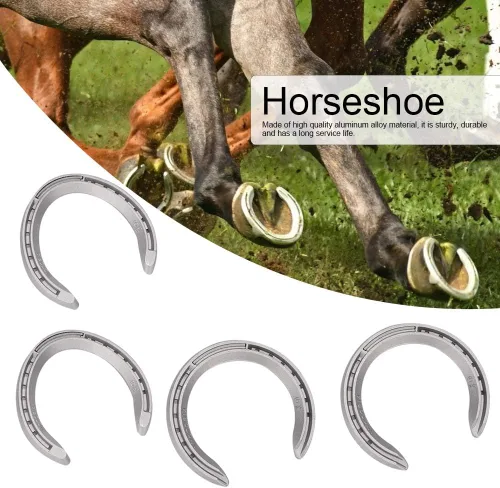 Vista 2 de Herraduras ecuestres, herraduras de aluminio resistentes al desgaste, juego de herradura de herradura, juego de zapatos de caballo, herraduras
