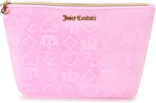 Vista 8 de Juicy Couture Bolsa de maquillaje azul organizador de cosméticos esenciales de viaje con cremallera superior cuña terciopelo corazón corona