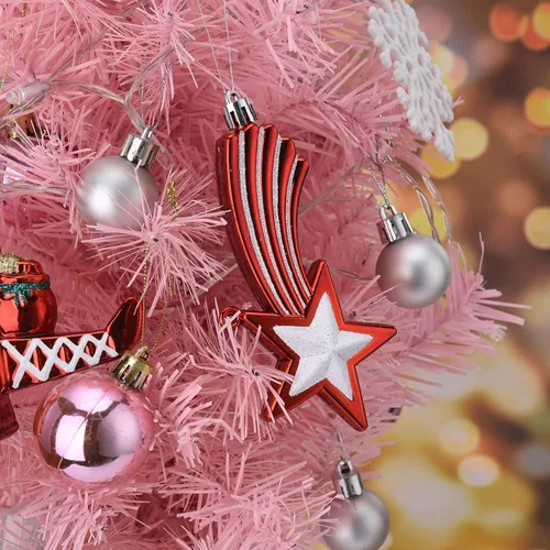 Vista 8 de Adorno para árbol de Navidad, 70 bolas de Navidad, adornos inastillables, esferas colgantes para decoración de festividades, bodas y fiestas