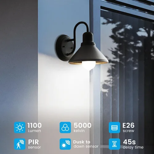 Vista 2 de Bombillas con sensor de movimiento, 13 W (equivalente a 100 W) activado por movimiento, bombilla LED con sensor de atardecer a amanecer, A19 E26