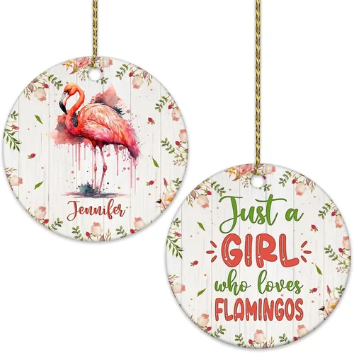 Vista 17 de Hyturtle Adorno de Navidad personalizado para amantes del panda rojo, adorno de cerámica con nombre personalizado de Just A Girl Who Loves Red