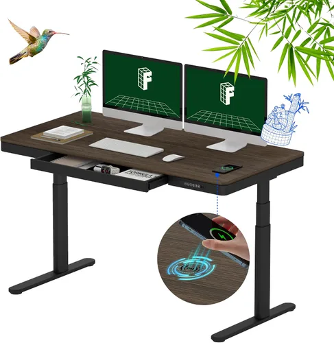 Vista 13 de FLEXISPOT Q8 - Escritorio de pie de bambú de 55" con motor dual, estación de trabajo de computadora eléctrica de altura ajustable en 3 etapas
