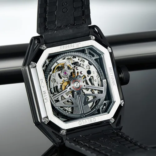 Vista 7 de OBLVLO Luxury Brand Cool Luminous Men Sport Watch Self-Wind Mechanical Automatic Watch Square Waterproof Rubber Watch AK