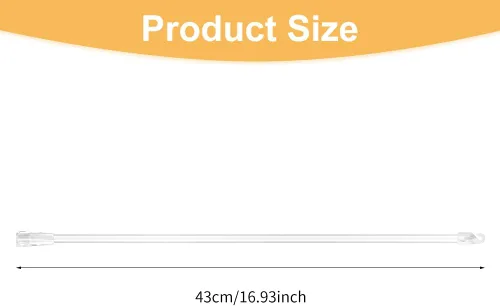 Vista 2 de 2 piezas de repuesto para vara ciega vertical, barra inclinable de acrílico transparente con ganchos, abridor largo para ventana (17 pulgadas)