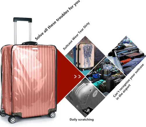 Vista 15 de Funda protectora de PVC transparente para maleta, de 24 pulgadas, aprobada por la TSA, 22-25 pulgadas