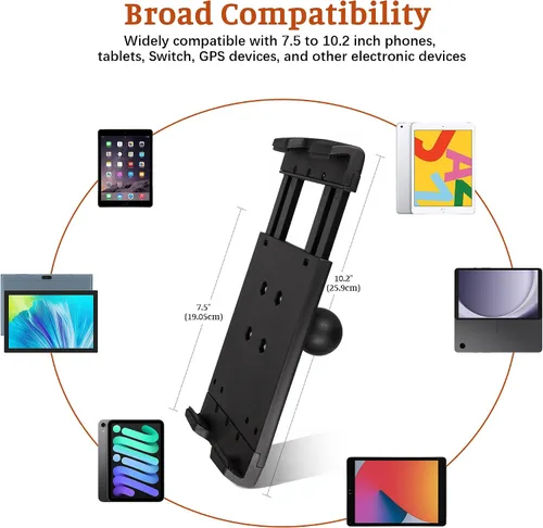 Vista 3 de Soporte de aluminio para tablet iPad, soporte para tableta de cocina para UTV/escritorio/silla/bicicleta de fitness/soporte de micrófono/bicicleta