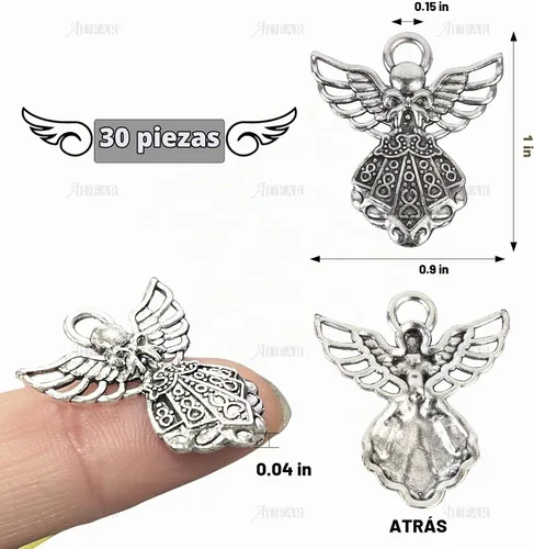 Vista 5 de AUEAR, Colgantes de plata antigua con dijes de ángel para hacer joyas de bricolaje, collar y pulsera