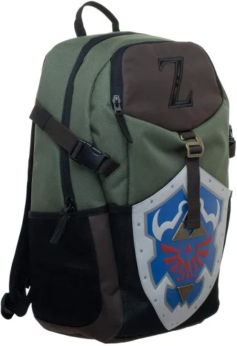 Vista 3 de Nintendo Zelda Video Game Link Shield Mochila de lona verde