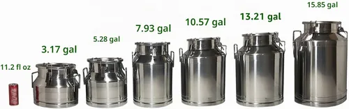 Vista 4 de Lata de leche de acero inoxidable de 20 L, cubo de leche para vino, cubo de vino, jarra de leche con tapa sellada resistente, con tapa sellada