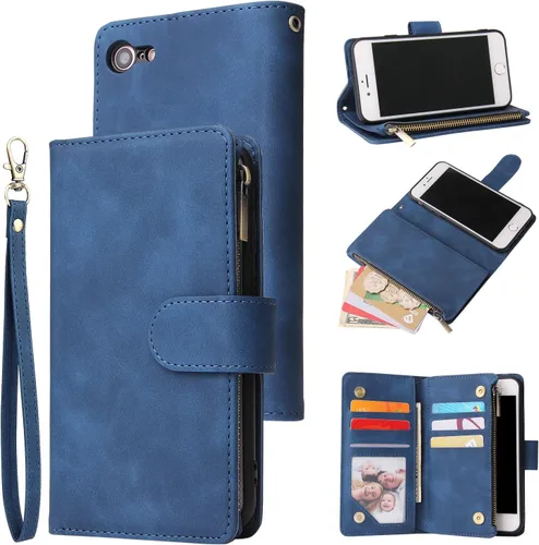 Vista 17 de UEEBAI - Cartera clásica de cuero sintético con cierre magnético, funda de iPhone con cierre