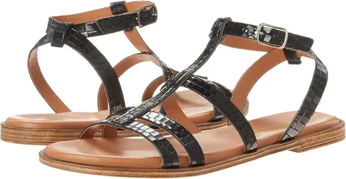 Vista 7 de Bella Vita - Sandalias de tacón de bloque para mujer Piel italiana de cocodrilo negra