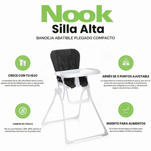 Vista 5 de Joovy nuevo Nook alta silla, Negro