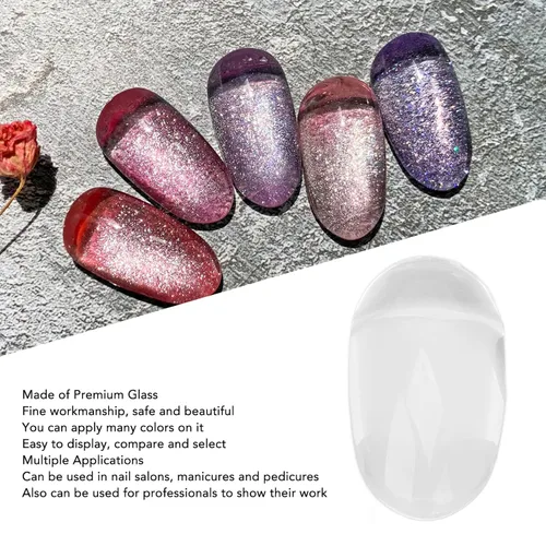 Vista 4 de Tarjeta de color de esmalte de uñas, tarjeta de color de uñas, palitos de uñas de vidrio transparente, puntas de visualización de color de arte