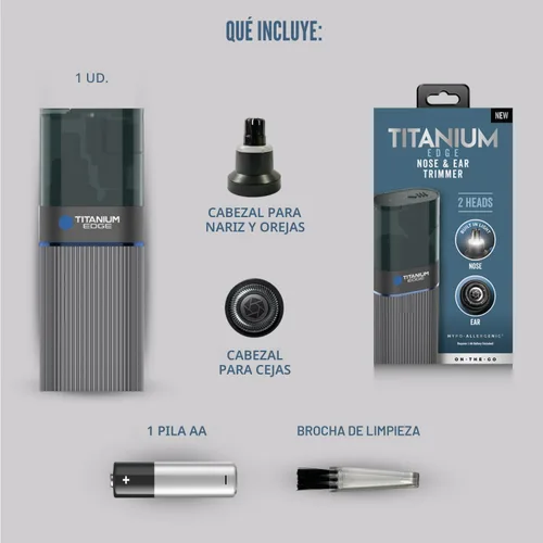 Vista 9 de Microtouch Titanium Edge - Recortador de orejas y nariz con doble cabeza de cuchillas rotativas con luz – Resistente al agua – Apto para viajes