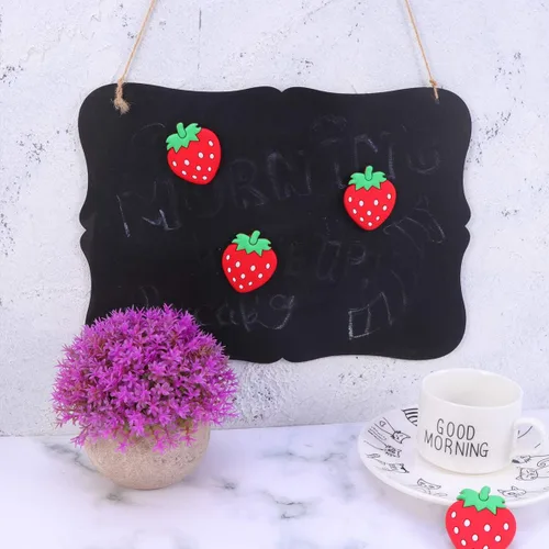 Vista 4 de SEWACC 10 unids fresa refrigerador imán etiqueta vegetal fruta pizarra blanca etiqueta de frutas imanes de nevera para decoración de oficina en casa