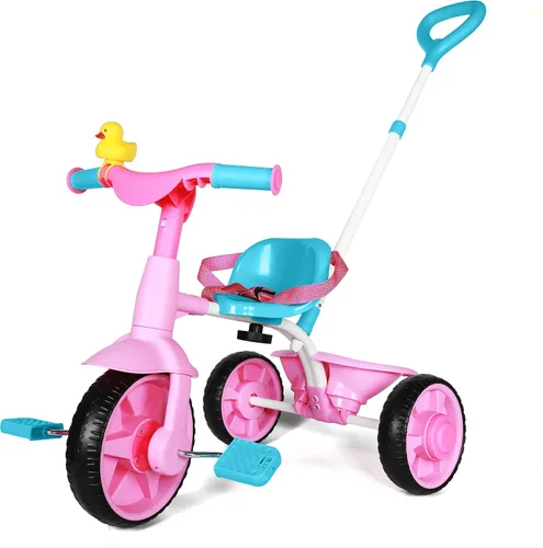 Vista 7 de KRIDDO - Triciclos 2 en 1 para niños de 18 meses a 3 años, ruedas EVA mejoradas, ideal para regalo para niños de 2 a 3 años, con mango de empuje