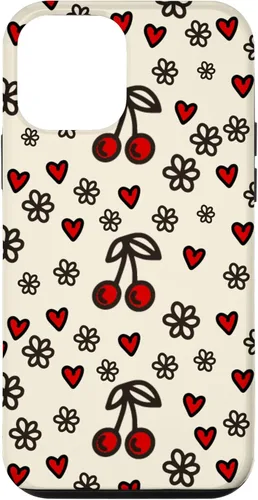 Vista 16 de Carcasa para iPhone 16 con diseño de cerezas, cerezas, diseño de corazón de San Valentín, color rojo