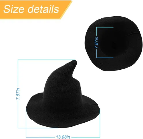 Vista 2 de FekeyJF - Sombreros de lana de bruja para mujer accesorio para disfraz de fiesta de Halloween
