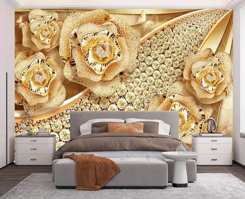 Vista 17 de Papel tapiz mural de pared 3D de metal rojo y negro para dormitorio, 137" x 100