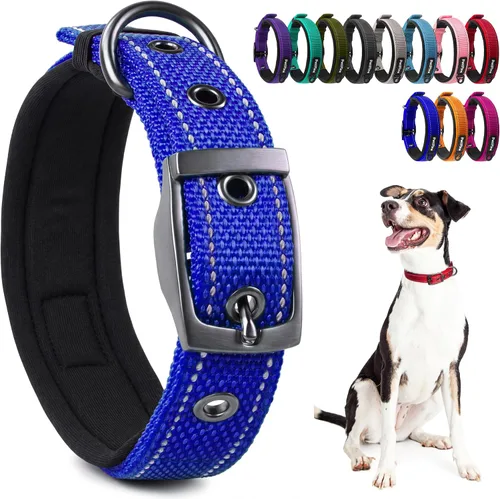 Vista 23 de PetiFine Collares para perros pequeños, collar acolchado de neopreno, collares reflectantes resistentes para mascotas con hebilla de cinturón