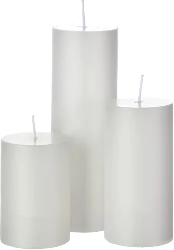Vista 3 de 72 velas de pilar y vidrio, 2.6 x 4.7 pulgadas, 5.9 pulgadas, 7.9 pulgadas Blanco