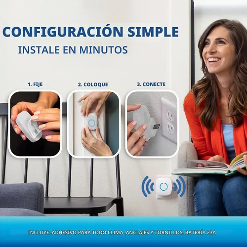 Vista 7 de Timbre inalámbrico de SadoTech – Kit de timbres y timbres impermeables inalámbricos – Rango de más de 1000 pies, timbre de 52 tonos, 4 niveles