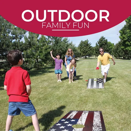 Vista 6 de Juego plegable de Cornhole – Juego de 4 x 2 pies para exteriores, para césped, patio trasero, playa y portón trasero – El juego incluye 8 bolsas