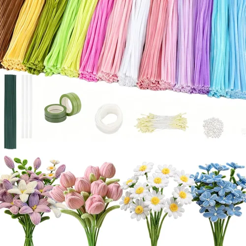 Vista 12 de DesignSter Juego de manualidades florales de 800 piezas, juego de agujas de 800 piezas Macaron
