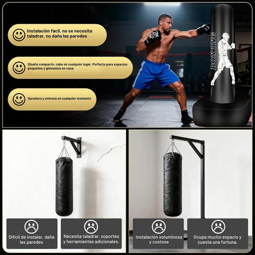 Vista 3 de Freestanding Punching Bag for Adults, 70" Heavy Bag Inflatable Boxing Bag, Boxing Equipment Bag with Stand, Kickboxing Bag for Training Gym MMA Muay