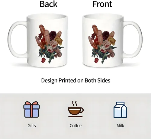 Vista 2 de Taza de café divertida con mensaje oculto, regalo de elefante blanco para adultos, taza de café de cerámica de ramo feo, idea de regalo hilarante