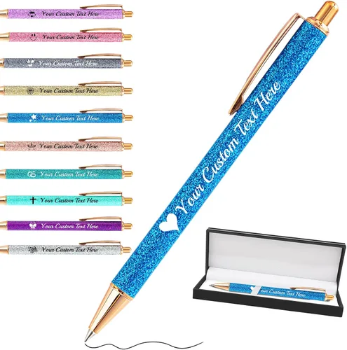 Vista 39 de Bolígrafos personalizados con purpurina con nombre a granel, 10 unidades, bolígrafos personalizados con punta de lápiz digital para mujeres y niñas