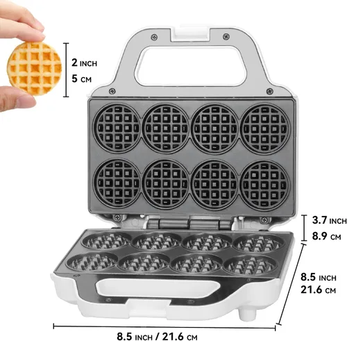 Vista 7 de SugarWhisk Mini máquina para hacer gofres, plancha para mini gofres para niños, hornea 8 mini gofres de 2 pulgadas, máquina para hacer gofres