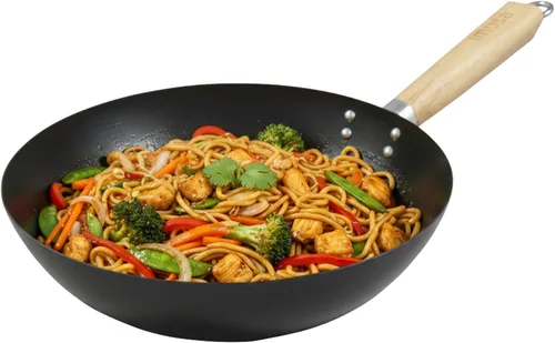 Vista 13 de IMUSA Wok antiadherente de acero al carbono de 9.5 pulgadas con mango de Negro