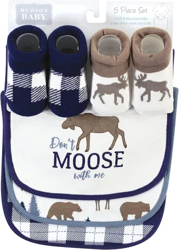 Vista 274 de Hudson Baby Conjunto de babero y calcetines unisex de algodón para bebé