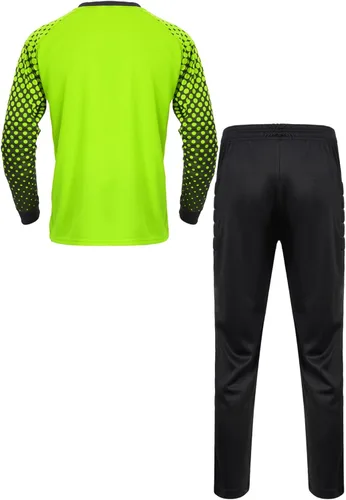 Vista 3 de TiaoBug Conjunto de camiseta y pantalones de fútbol acolchados para niños y niños, camisa de portero de manga larga, uniforme de entrenamiento