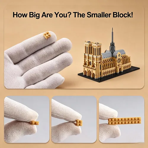 Vista 3 de KLMEi Juego de bloques de construcción de arquitectura famosa mundial, Notre Dame de París, 7380 piezas, kit de modelo grande creativo para adultos