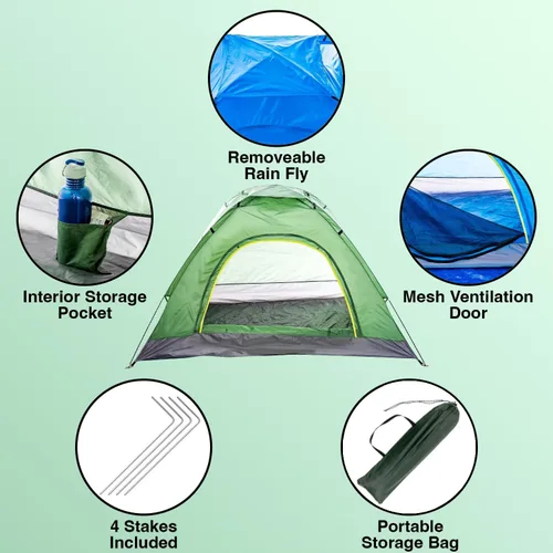 Vista 3 de Paquete de 10 tiendas de campaña a granel para 2 personas sin hogar, exploradores, camping, mochileros, impermeables, ligeras, fáciles de instalar