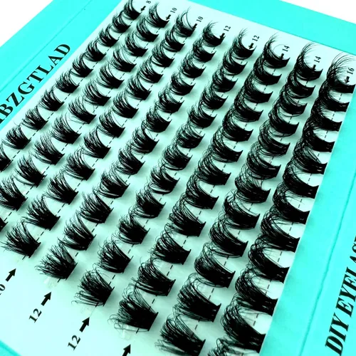Vista 4 de Mezcla de pestañas postizas 3D esponjosas de un solo racimo, abanicos de volumen, pestañas individuales segmentadas naturales para extensión