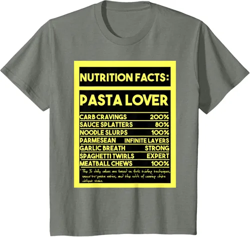 Vista 82 de Pasta Lover Nutrition Facts: The Ultimate Carb Connoisseur's T-Shirt Negro