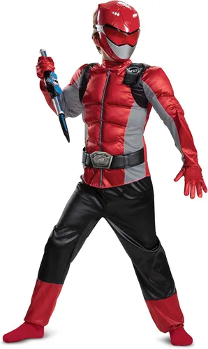 Vista 4 de Disfraz de los Power Rangers Beast Morphers para niños, color rojo Ranger