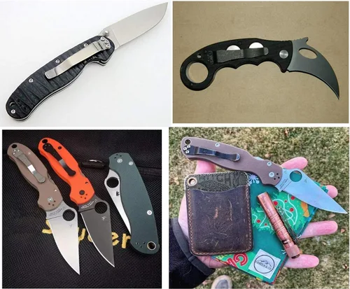 Vista 5 de 2 clips de bolsillo profundos de repuesto para cuchillos de bolsillo (A) Clips de cintura Kydex, clips plegables de reparación para cuchillo