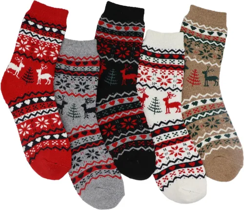 Vista 2 de YZKKE Paquete de 5 calcetines térmicos gruesos de lana para mujer, para senderismo, invierno, cálidos, pesados, suaves, acogedores, para clima frío