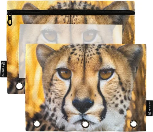 Vista 24 de Una bolsa para lápices de montaña se adapta a carpetas estándar de 3 anillas, bolsa de lápices con cremallera con ventana transparente para oficina