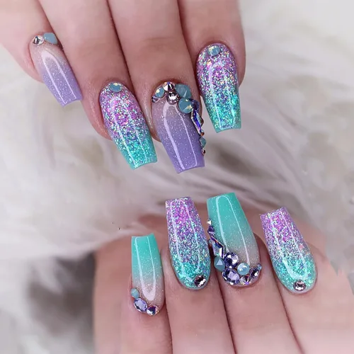 Vista 11 de Uñas postizas medianas con diseño de ataúd SWEKKE a presión, uñas postizas de cobertura completa rosa con diseños de flores, uñas adhesivas C1