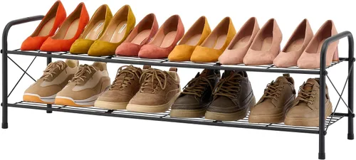 Vista 8 de Hoctieon Zapatero de 2 niveles para armario, zapatero de malla duradera, estante de zapatos de entrada, organizador de almacenamiento de zapatos