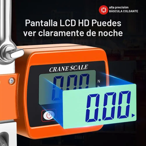 Vista 4 de Hancaner - Escala colgante digital para grúa de 1000 libras, báscula de grúa resistente de 1,102.3 lbs con retroiluminación LCD con 3