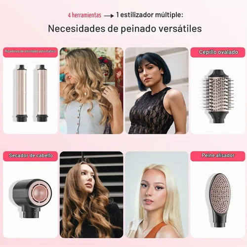Vista 2 de MESCOMB - Cepillo para secadora de pelo 5 en 1 de doble voltaje Estilizador de pelo múltiple, con secador de pelo de secado rápido, peinado