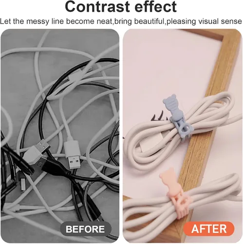 Vista 3 de IFNOW Organizador de cables de gel de sílice reutilizable, organizador de cables elásticos multiusos para agrupar y sujetar cables de cables, 16