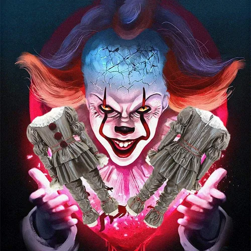 Vista 4 de ZOORO IT 2 Capítulo Pennywise payaso disfraz de Halloween cosplay Stephen King (K-M (49.2-55.1 in), gris